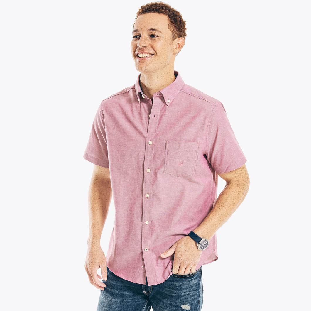 Men Nautica Pink Short Sleeve Button Down Shirt