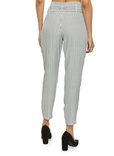 Load image into Gallery viewer, Ladies Black and White Plaid Belted Dress Pants
