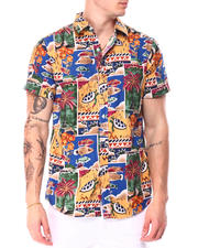 Men's Vacation Design Short Sleeve Button Down Shirt