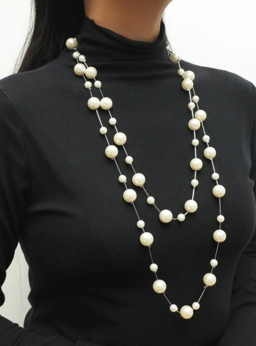 Ladies Pearl Décor Layered Necklace