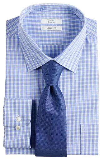 Men's Long Sleeve Button Down Dress Shirt with Tie