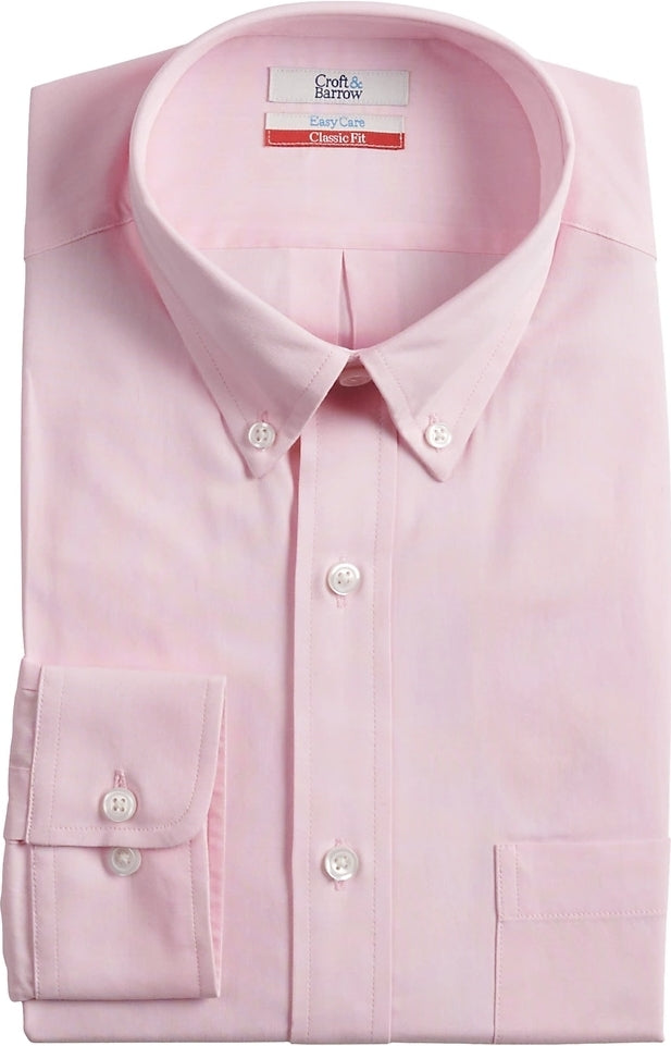 Men's Prisim Pink Oxford Button Down Long Sleeve Dress Shirt