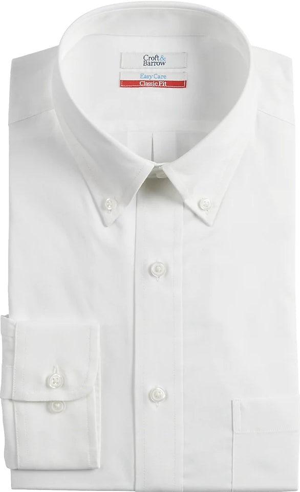 Men's White Button Down Long Sleeve Dress Shirt