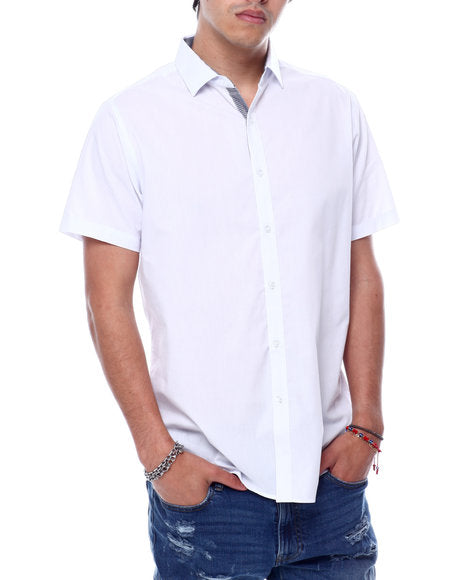 Men's White Short Sleeve Button Down Shirt
