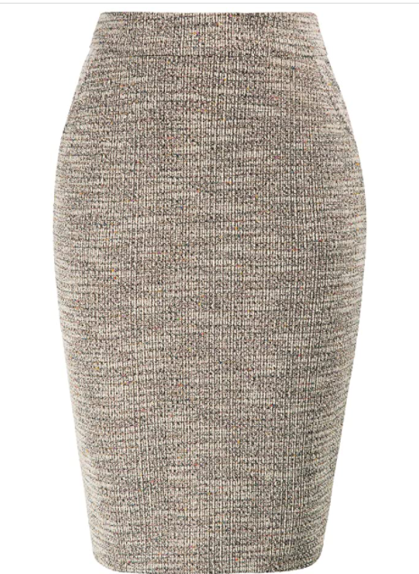 Kate Kasin Tweed Wheat Pencil Skirt