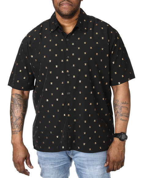 Men's Black & Gold Short Sleeve Button Down Shirt