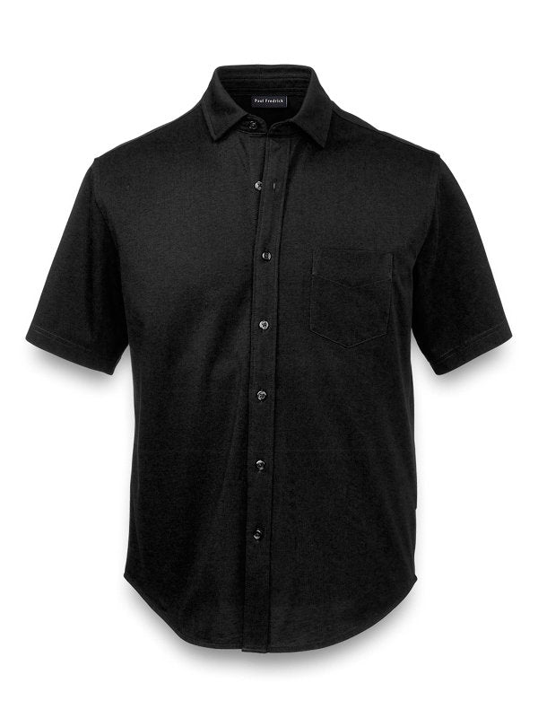 Paul Fredrick's Black Supima Cotton Button Front Polo Shirt