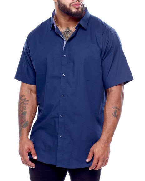 Men's Navy Blue Short Sleeve Button Down Shirt