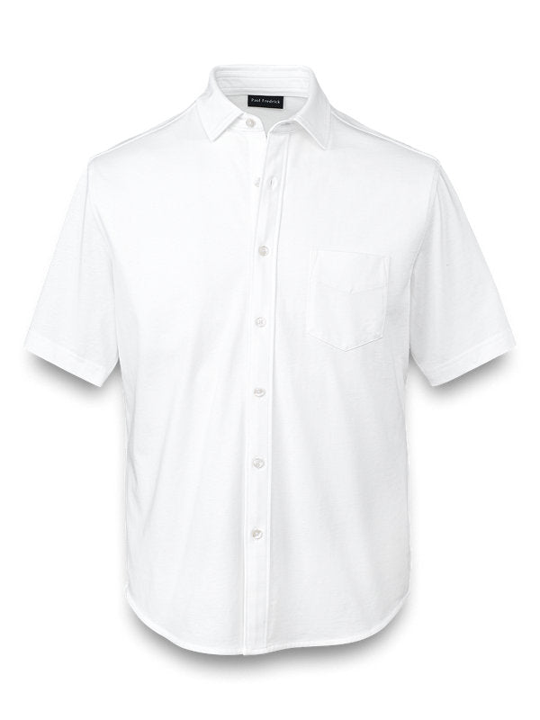 Paul Fredrick's White Supima Cotton Button Front Polo Shirt