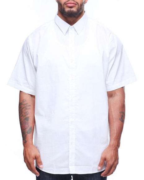 Men's Plain White Button Down Short Sleeve Shirt