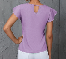 Load image into Gallery viewer, Ladies Lilac Ruffle Short Sleeve Blouse
