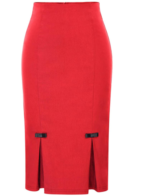 Ladies High Waist Red Bodycon Pencil Skirt