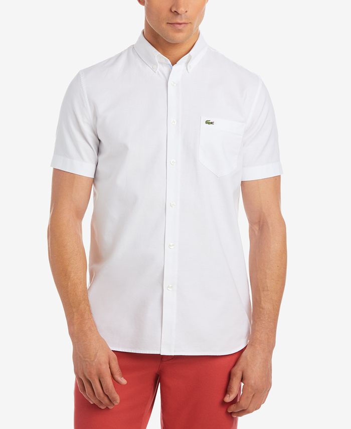Lacoste Men's Short Sleeve Oxford Button Down Shirt