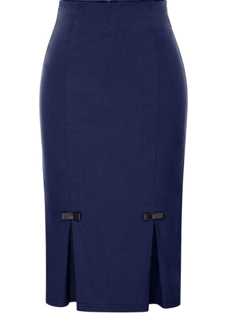 Ladies Blue High Waist Bodycon Pencil Skirt