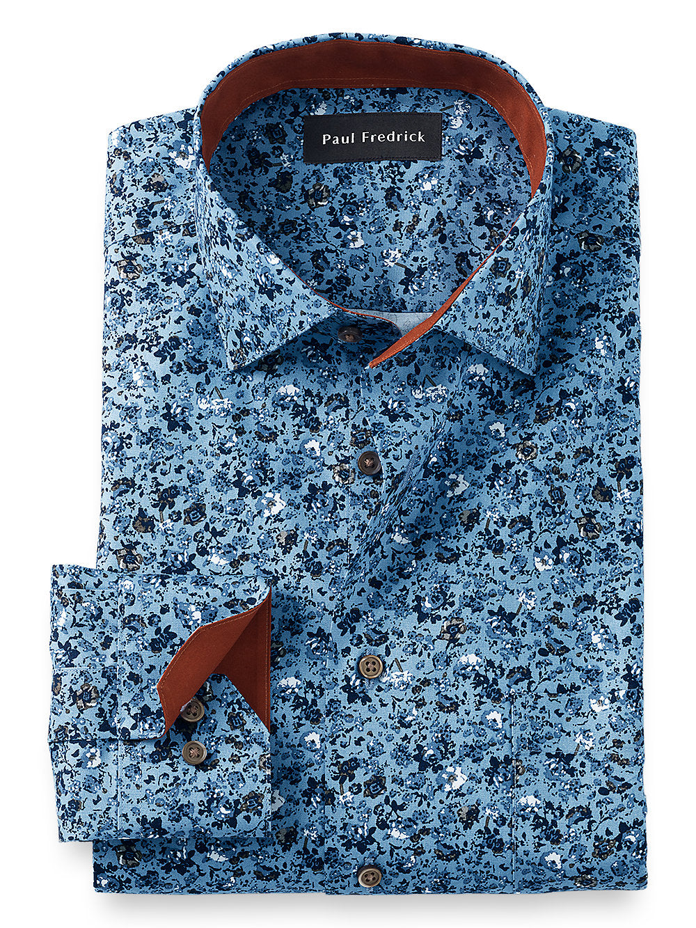 Paul Fredrick Blue Floral Long Sleeve Button Down Shirt