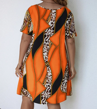 Load image into Gallery viewer, Ladies Orange &amp; Black Leopard Print Dress
