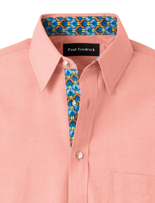Men's Paul Fredrick Pink Short Sleeve Button Down Shirt